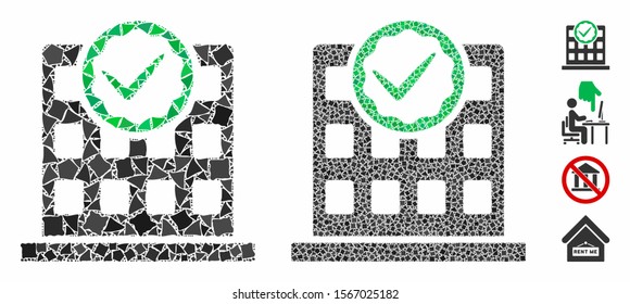 Office use only mosaic of irregular elements in different sizes and color tones, based on office use only icon. Vector rugged parts are united into collage.
