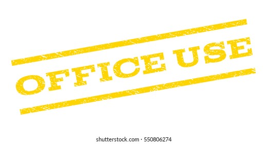 Office Use watermark stamp. Text tag between parallel lines with grunge design style. Rubber seal stamp with unclean texture. Vector yellow color ink imprint on a white background.