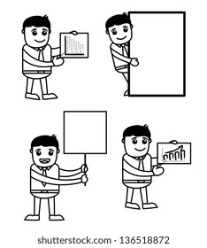 Office Vector Cartoon Character Illustration - Various Pose