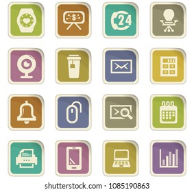 Office vector colored paper stickers with icons
