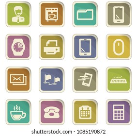 Office vector colored paper stickers with icons