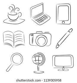 Office vector drawing, minimal style, for banner, website, design art