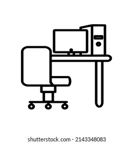 office vector icon set. Line vector icons like printer, phone, cabinet and others related to office equipment on white background. Editable flat line vector illustration.