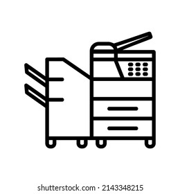 office vector icon set. Line vector icons like printer, phone, cabinet and others related to office equipment on white background. Editable flat line vector illustration.