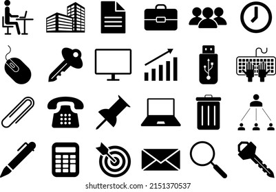 Office vector icon set on white background