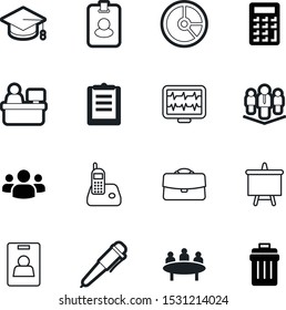 office vector icon set such as: circle, rubbish, finance, master, mobile, suitcase, multimedia, university, device, community, seminar, report, media, voyage, delivery, case, clinic, degree, access