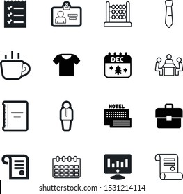 office vector icon set such as: season, portfolio, diary, checklist, espresso, cappuccino, interview, conclusion, drink, antique, management, chart, strategy, note, construction, stamp, necktie