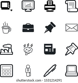office vector icon set such as: article, circle, screen, envelope, address, analytics, singer, one, drink, notebook, contract, press, factory, break, orange, label, steam, brief, newsletter, shape