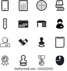 office vector icon set such as: leader, contract, dictionary, app, knowledge, notebook, notepad, target, green, headset, wooden, cell, support, shake, telemarketing, workplace, management