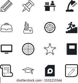 office vector icon set such as: rounded, pinned, suitcase, academic, round, sketch, contract, support, push, book, yellow, entertainment, climbing, abstract, phone, accessory, house, call, character