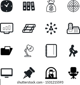 office vector icon set such as: pixel, notebook, briefcase, airport, accurate, memo, credit, notepad, remember, electric, perfect, statistics, opportunity, management, running, workplace, electronic