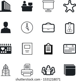 office vector icon set such as: copybook, technology, romance, package, checklist, website, case, drawing, estate, list, sheriff, date, membership, handle, identification, voyage, checkmark