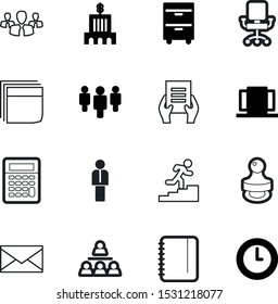 office vector icon set such as: newsletter, metal, contract, career, site, portrait, agreement, organizational, minute, economy, copybook, step, square, container, sit, style, seat, template