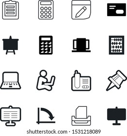 office vector icon set such as: organization, report, arithmetic, organizer, reduction, open, closed, traditional, telephone, entertainment, front, support, website, drop, workplace, multimedia