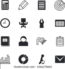 office vector icon set such as: boss, junk, presentation, website, board, layout, chronometer, productivity, appointment, dart, aiming, strategy, sector, interior, meeting, dartboard, mathematics