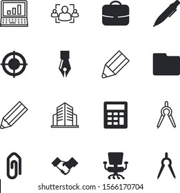 office vector icon set such as: hire, archive, contemporary, corporate, clip, calculate, front, armchair, career, classic, boss, text, teamwork, yellow, ballpoint, shake, personal, organize, dart