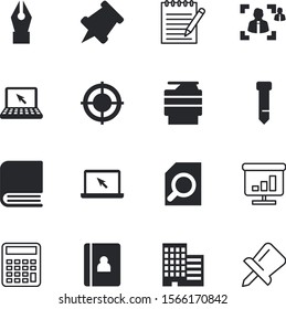 office vector icon set such as: resume, data, employer, calculator, textile, encyclopedia, team, portable, arrow, stationery, fax, downtown, index, calendar, achievement, signature, sport