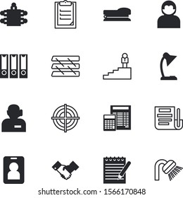 office vector icon set such as: junk, passport, recycling, ceo, partnership, ladder, headphone, rack, space, stamp, green, trashcan, opportunity, up, test, executive, digital, agent, conference