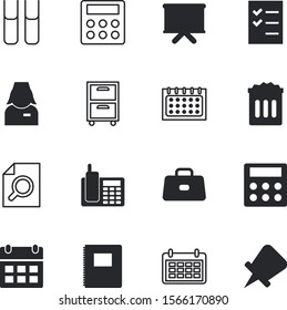 office vector icon set such as: storage, communication, receiver, plastic, yellow, notebook, wireless, network, detective, form, drawer, checklist, commerce, healthcare, circle, hand, holding