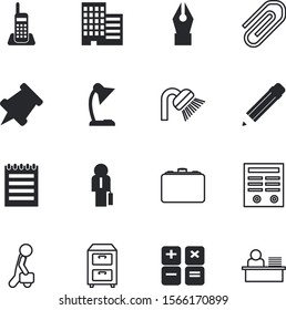 office vector icon set such as: cordless, call, coffee, creativity, mail, downtown, calculator, clerk, blank, electrical, arrangement, catalog, single, notepad, luxury, close, digit, telephone