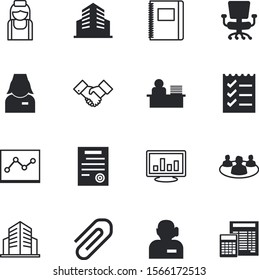 office vector icon set such as: accessory, responsive, blank, development, attachment, seat, media, data, test, mark, young, accounting, tick, calculator, law, customer, diary, graph, contact