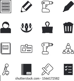 office vector icon set such as: hand, junk, tack, image, recycling, retro, organizational, stationery, mathematical, tag, garbage, test, highlighter, post, filled, hair, pass, accounting, clear