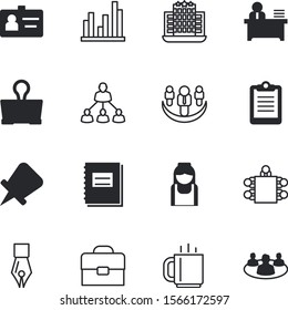 office vector icon set such as: baggage, pad, commerce, arrow, badge, meeting, financial, notepad, residential, hospital, urban, square, productivity, success, color, briefcase, market, paperclip