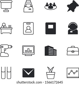 office vector icon set such as: goal, needle, apartment, spiral, pad, push, tactic, city, media, decoration, focus, training, access, development, stand, working, pc, hotel, briefcase, group, floral