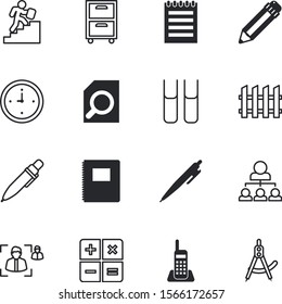office vector icon set such as: folder, stairway, spiral, button, station, find, successful, encyclopedia, creativity, management, box, connection, yellow, image, day, man, character, pad