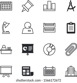 office vector icon set such as: lamp, letter, urban, steps, apartment, loan, step, needle, organizer, furniture, storage, measurement, employee, call, clipboard, pin, stand, tick, manager, service