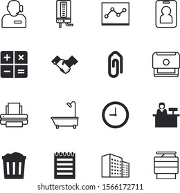 office vector icon set such as: grunge, house, finance, shaking, built, suitcase, stamp, photocopy, presentation, e-mail, notepad, staff, pencil, diagram, accommodation, hotline, alarm, hands, hour