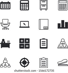 office vector icon set such as: metal, day, calendar, reminder, taking, set, target, tools, leather, letter, economic, plastic, accuracy, productivity, boss, money, interior, message, filling