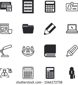 office vector icon set such as: exam, marker, round, ink, card, professional, community, felt, abacus, single, application, close, busy, classic, device, read, character, math, pass, cover, books