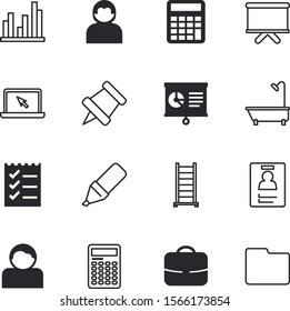office vector icon set such as: suit, folders, check, identity, test, archive, flipchart, index, ecology, growth, box, corporate, keyboard, front, badge, brief, basket, desktop, rubbish, id, trashcan