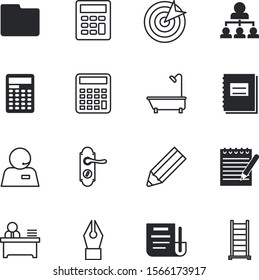 office vector icon set such as: yellow, round, service, market, success, arrow, ecology, holding, strategy, eraser, filled, recycle, consultant, idea, draw, customer, laptop, organize, act, square