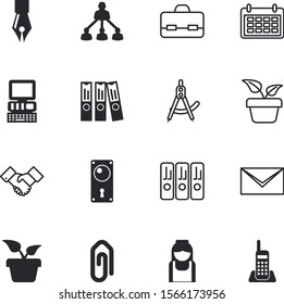 office vector icon set such as: fountain, painting, date, suitcase, physician, postage, profession, protection, repair, divider, mathematics, server, station, agreement, together, medic, designer
