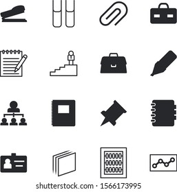 office vector icon set such as: calculate, contact, set, encyclopedia, long, push, accounting, stapler, books, desk, organisation, file, notes, machine, green, graph, tag, writing, mobile