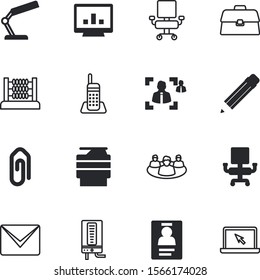 office vector icon set such as: telephone, clean, photocopy, face, decor, social, count, calculation, clip, tablet, scan, bulb, name, traditional, row, note, speak, arithmetic, base, attached
