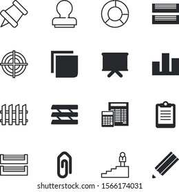 office vector icon set such as: study, whiteboard, single, statistic, warranty, stand, yellow, medical, layout, long, 10, clipboard, training, banner, web, notepad, character, focus, part, write