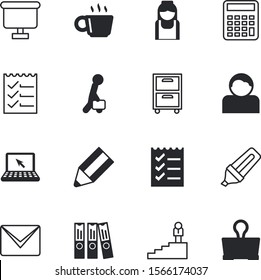 office vector icon set such as: worker, website, cappuccino, e-mail, envelope, phone, sales, health, occupation, speaker, catalog, uniform, letter, stair, chart, documents, successful, blackboard