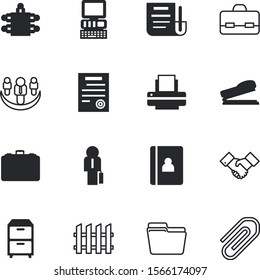 office vector icon set such as: printout, old, cooperation, appliance, print, write, filling, safe, papers, shaking, catalog, furniture, loan, innovation, folders, table, colorful, presentation