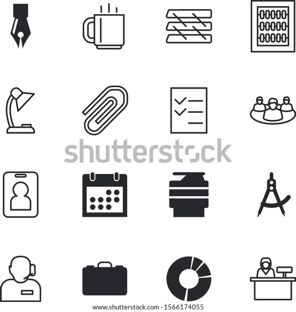 office vector icon set such as: checkmark, id, bulb,
mug, handle, breakfast, presentation, social, part, mathematical,
list, month, banner, thin, photo, cappuccino, divider, clean,
career, info
