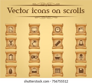 office vector icons on scrolls for your creative ideas