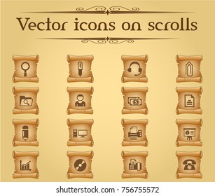 office vector icons on scrolls for your creative ideas