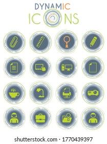 office vector icons on white background with dynamic lines for animation for web and user interface design