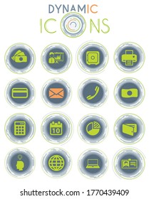 Office vector icons on white background with dynamic lines for animation for web and user interface design