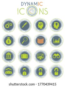 Iconos vectoriales de Office en fondo blanco con líneas dinámicas para animación para diseño de interfaz web y de usuario
