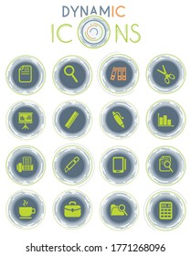office vector icons on white background with dynamic lines for animation for web and user interface design