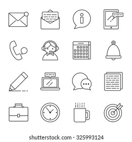 Office vector icons set modern line style