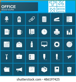 Office vector icons set, modern solid symbol collection, pictogram pack, logo illustration